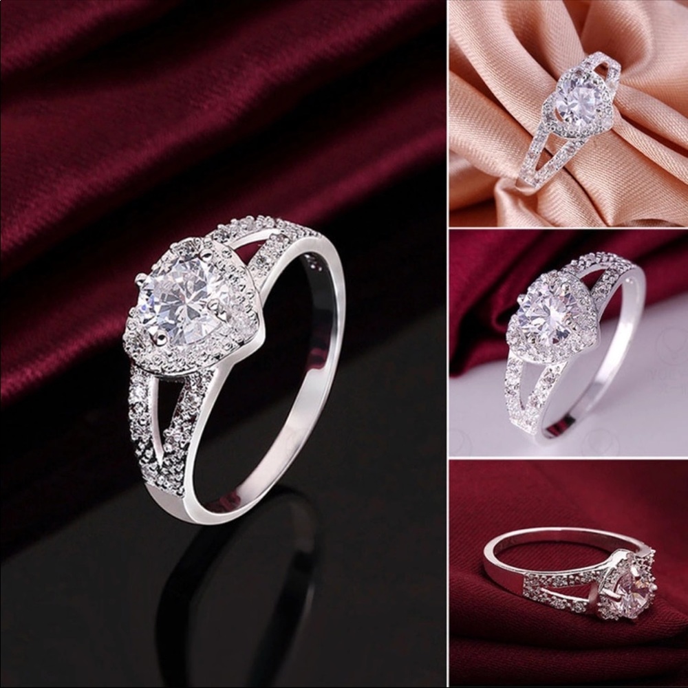 NEW 925 Exquisite Silver Heart-shaped Rings - Picture 2 of 4